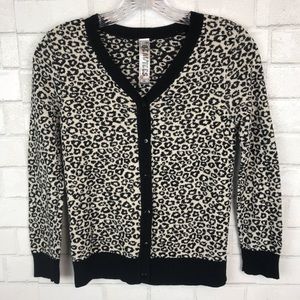 Vintage leopard cardigan sweater shirt top R08
